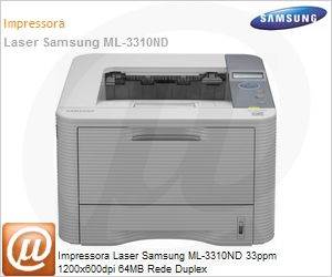 ML-3310ND/XAZ - Impressora Laser Samsung ML-3310ND 33ppm 1200x600dpi 64MB Rede Duplex