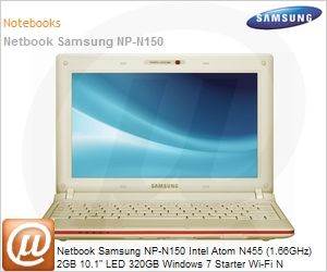 NP-N150-BD2BR - Netbook Samsung NP-N150 Intel Atom N455 (1.66GHz) 2GB 10.1" LED 320GB Windows 7 Starter Wi-Fi N Bluetooth WebCam Rosa