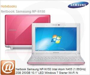 NP-N150-JP04BR - Netbook Samsung NP-N150 Intel Atom N455 (1.66GHz) 2GB 250GB 10.1" LED Windows 7 Starter Wi-Fi N Bluetooth WebCam Rosa
