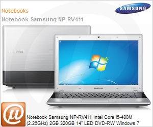 NP-RV411-CD4BR - Notebook Samsung NP-RV411 Intel Core i5-480M (2.26GHz) 2GB 320GB 14" LED DVD-RW Windows 7 Home Basic 64 Wi-Fi N Bluetooth HDMI