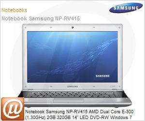 NP-RV415-BD4BR - Notebook Samsung NP-RV415 AMD Dual Core E-300 (1.30GHz) 2GB 320GB 14" LED DVD-RW Windows 7 Home Basic 64 Wi-Fi N HDMI