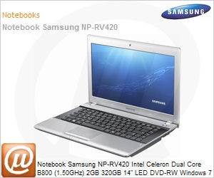 NP-RV420-CD2BR - Notebook Samsung NP-RV420 Intel Celeron Dual Core B800 (1.50GHz) 2GB 320GB 14" LED DVD-RW Windows 7 Home Basic 64 Wi-Fi N HDMI
