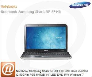 NP-SF410-SD1BR - Notebook Samsung Shark NP-SF410 Intel Core i5-460M (2.53GHz) 4GB 640GB 14" LED DVD-RW Windows 7 Home Premium 64 Wi-Fi N Bluetooth 3.0 WebCam HDMI NVIDIA GeForce 310M 1GB Marfim
