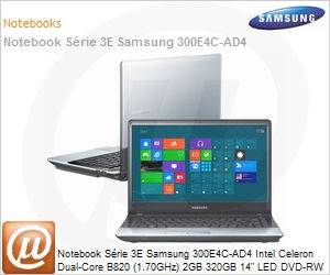 NP300E4C-AD4BR - Notebook Srie 3E Samsung 300E4C-AD4 Intel Celeron Dual-Core B820 (1.70GHz) 2GB 320GB 14" LED DVD-RW Windows 8 64 Wi-Fi N Bluetooth 4.0 WebCam HDMI