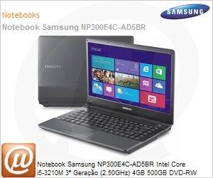 NP300E4C-AD5BR - Notebook Samsung NP300E4C-AD5BR Intel Core i5-3210M 3 Gerao (2.50GHz) 4GB 500GB DVD-RW Windows 8 Wi-Fi N Bluetooth WebCam