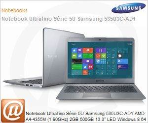 NP535U3C-AD1BR - Notebook Ultrafino Srie 5U Samsung 535U3C-AD1 AMD A4-4355M (1.90GHz) 2GB 500GB 13.3" LED Windows 8 64 Wi-Fi N Bluetooth 4.0 WebCam HDMI Radeon
