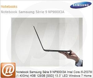 NP900X3A-A01BR - Notebook Samsung Srie 9 NP900X3A Intel Core i5-2537M (1.40GHz) 4GB 128GB [SSD] 13.3" LED Windows 7 Home Premium 64 Wi-Fi N Bluetooth 3.0 WebCam HDMI UltraFino UltraLeve