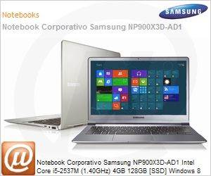 NP900X3D-AD1BR - Notebook Corporativo Samsung NP900X3D-AD1 Intel Core i5-2537M (1.40GHz) 4GB 128GB [SSD] Windows 8 Professional 64 Bluetooth WebCam HDMI Fingerprint