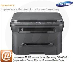 SCX-4600L - Impressora Multifuncional Laser Samsung SCX-4600L (Impresso / Cpia: 22ppm; Scanner) Rede Duplex