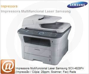 SCX-4828FN/XAZ - Impressora Multifuncional Laser Samsung SCX-4828Fn (Impresso / Cpia: 28ppm; Scanner; Fax) Rede