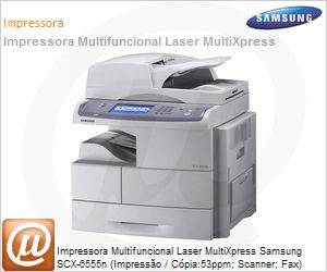 SCX-6555N/XAZ - Impressora Multifuncional Laser MultiXpress Samsung SCX-6555n (Impresso / Cpia:53ppm; Scanner; Fax) Rede Duplex