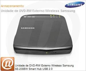 SE-208BW/BRBS - Unidade de DVD-RW Externo Wireless Samsung SE-208BW Smart Hub USB 2.0