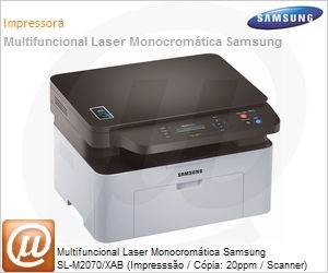 SL-M2070/XAB - Multifuncional Laser Monocromtica Samsung SL-M2070/XAB (Impressso / Cpia: 20ppm / Scanner) 600x600dpi 10000pginas