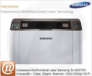 SL-M2070W/XAB - Impressora Multifuncional Laser Samsung SL-M2070W (Impresso / Cpia: 20ppm; Scanner) 1200x1200dpi Wi-Fi Direct NFC at 10.000 pg/ms (Substitui SCX-3405W)