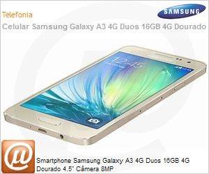 SM-A300MZDDZTO - Smartphone Samsung Galaxy A3 4G Duos 16GB 4G Dourado 4.5" Cmera 8MP