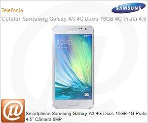 SM-A300MZSDZTO - Smartphone Samsung Galaxy A3 4G Duos 16GB 4G Prata 4.5" Cmera 8MP