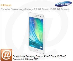 SM-A300MZWDZTO - Smartphone Samsung Galaxy A3 4G Duos 16GB 4G Branco 4.5" Cmera 8MP