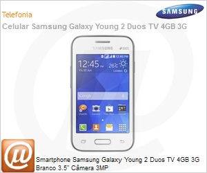 SM-G130BZWTZTO - Smartphone Samsung Galaxy Young 2 Duos TV 4GB 3G Branco 3.5" Cmera 3MP