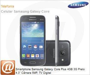 SM-G3502ZKTZTO - Smartphone Samsung Galaxy Core Plus 4GB 3G Preto 4.3" Cmera 5MP, TV Digital