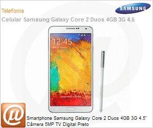 SM-G355MZKDZTO - Smartphone Samsung Galaxy Core 2 Duos 4GB 3G 4.5" Cmera 5MP TV Digital Preto