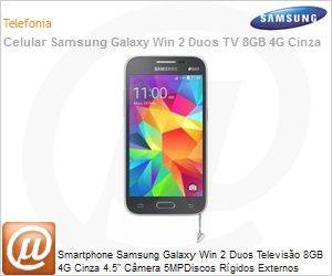 SM-G360BHAPZTO - Smartphone Samsung Galaxy Win 2 Duos Televiso 8GB 4G Cinza 4.5" Cmera 5MPDiscos Rgidos Externos