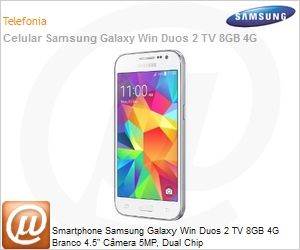 SM-G360BZWTZTO - Smartphone Samsung Galaxy Win Duos 2 TV 8GB 4G Branco 4.5" Cmera 5MP, Dual Chip