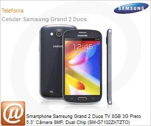 SM-G7102ZKTZTO - Smartphone Samsung Grand 2 Duos TV 8GB 3G Preto 5.3" Cmera 8MP, Dual Chip (SM-G7102ZKTZTO)