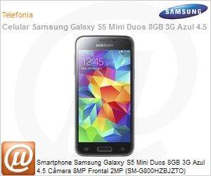 SM-G800HZBJZTO - Smartphone Samsung Galaxy S5 Mini Duos 8GB 3G Azul 4.5 Cmera 8MP Frontal 2MP (SM-G800HZBJZTO)