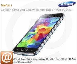 SM-G800HZBQZTO - Smartphone Samsung Galaxy S5 Mini Duos 16GB 3G Azul 4.5" Cmera 8MP