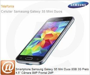 SM-G800HZKJZTO - Smartphone Samsung Galaxy S5 Mini Duos 8GB 3G Preto 4.5" Cmera 8MP Frontal 2MP