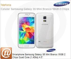 SM-G800HZWQZTO - Smartphone Samsung Galaxy S5 Mini Branco 16GB 2 Chips Quad Core (1.4Ghz) 4.5"