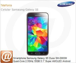 SM-G900MZDVZTO - Smartphone Samsung Galaxy S5 Duos SM-G900M Quad-Core 2.5GHz 16GB 5.1" Super AMOLED Android Wi-Fi ac Bluetooth 4.0 GPS 4G NFC USB 3.0 microSD at 128GB 16MP/2MP Dourado
