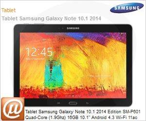 SM-P6010ZKMZTO - Tablet Samsung Galaxy Note 10.1 2014 Edition SM-P601 Quad-Core (1.9Ghz) 16GB 10.1" Android 4.3 Wi-Fi 11ac Bluetooth 3G GPS 8MP/2MP USB microSD at 64GB S Pen Preto Desbloqueado
