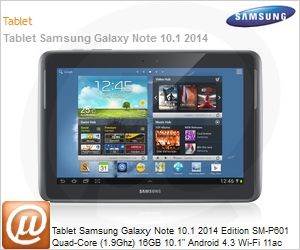 SM-P6010ZKQZTO - Tablet Samsung Galaxy Note 10.1 2014 Edition SM-P601 Quad-Core (1.9Ghz) 16GB 10.1" Android 4.3 Wi-Fi 11ac Bluetooth 3G GPS 8MP/2MP USB microSD at 64GB S Pen Preto Desbloqueado