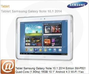 SM-P6010ZWQZTO - Tablet Samsung Galaxy Note 10.1 2014 Edition SM-P601 Quad-Core (1.9Ghz) 16GB 10.1" Android 4.3 Wi-Fi 11ac Bluetooth 3G GPS 8MP/2MP USB microSD at 64GB S Pen Branco Desbloqueado