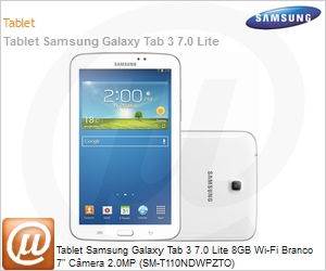 SM-T110NDWPZTO - Tablet Samsung Galaxy Tab 3 7.0 Lite 8GB Wi-Fi Branco 7" Cmera 2.0MP (SM-T110NDWPZTO)
