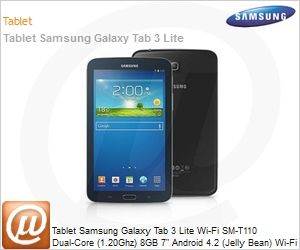 SM-T110NYKAZTO - Tablet Samsung Galaxy Tab 3 Lite Wi-Fi SM-T110 Dual-Core (1.20Ghz) 8GB 7" Android 4.2 (Jelly Bean) Wi-Fi N Bluetooth GPS Cmera 2MP USB microSD at 64GB Branco Desbloqueado
