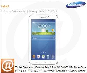 SM-T211MZWLZTO - Tablet Samsung Galaxy Tab 3 7.0 3G SM-T211M Dual-Core (1.20GHz) 1GB 8GB 7" 1024x600 Android 4.1 (Jelly Bean) Wi-Fi N 3G GPS 3MP/1.3MP microSD at 32GB USB Branco Desbloqueado
