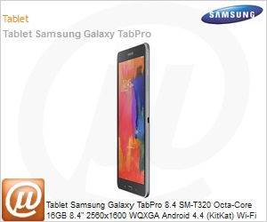 SM-T320NZKAZTO - Tablet Samsung Galaxy TabPro 8.4 SM-T320 Octa-Core 16GB 8.4" 2560x1600 WQXGA Android 4.4 (KitKat) Wi-Fi 11ac GPS Bluetooth 4.0 8MP/2MP USB microSD at 64GB MHL Preto