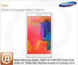 SM-T320NZWAZTO - Tablet Samsung Galaxy TabPro 8.4 SM-T320 Octa-Core 16GB 8.4" 2560x1600 WQXGA Android 4.4 (KitKat) Wi-Fi 11ac GPS Bluetooth 4.0 8MP/2MP USB microSD at 64GB MHL Branco