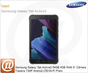 SM-T575NZKPL05 - Samsung Galaxy Tab Active3 LTE Enterprise Edition 64GB 4GB RAM 8" Cmera Traseira 13MP Android LTE/Wi-Fi Preto