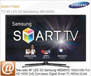 UN46ES6500GXZD - Televiso 46" LED 3D Samsung 46ES6500 1920x1080 Full HD HDMI [x3] Conversor Digital Smart TV 480Hz DLNA All Share ConnectShare USB Wi-Fi