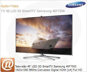 UN46F7500AGXZD - Televiso 46" LED 3D SmartTV Samsung 46F7500 1920x1080 960Hz Conversor Digital HDMI [x4] Full HD USB [x3] Rede Wi-Fi Smart Interaction culos 3D [x4] Funo Futebol