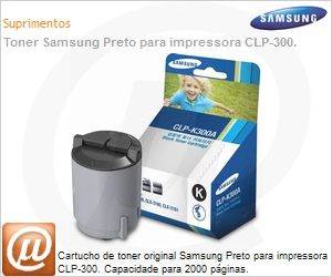 CLP-K300A/SEE - Cartucho de toner original Samsung Preto para impressora CLP-300. Capacidade para 2000 pginas.