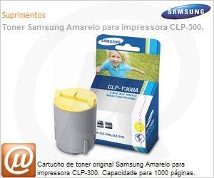 CLP-Y300A/SEE - Cartucho de toner original Samsung Amarelo para impressora CLP-300. Capacidade para 1000 pginas.