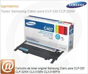 CLT-C407S/XAA - Cartucho de toner original Samsung Ciano para CLP-325 CLP-325W CLX-3185N CLX-3185FW