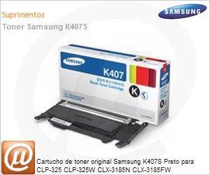CLT-K407S/XAZ - Cartucho de toner original Samsung K407S Preto para CLP-325 CLP-325W CLX-3185N CLX-3185FW