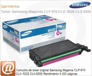 CLT-M508L/SEE - Cartucho de toner original Samsung Magenta CLP-670 CLX- 6220 CLX-6250 Rendimento 4.000 pginas