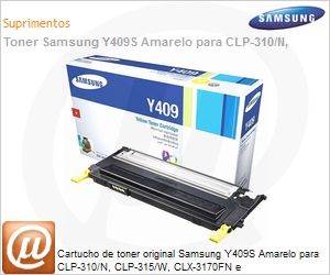 CLT-Y409S/XAZ - Cartucho de toner original Samsung Y409S Amarelo para CLP-310/N, CLP-315/W, CLX-3170FN e CLX-3175/N/FN/FW