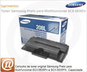 MLT-D208L/XAA - Cartucho de toner original Samsung Preto para Multifuncional SCX-5635Fn e SCX-5835FN. Capacidade para 10000 pginas